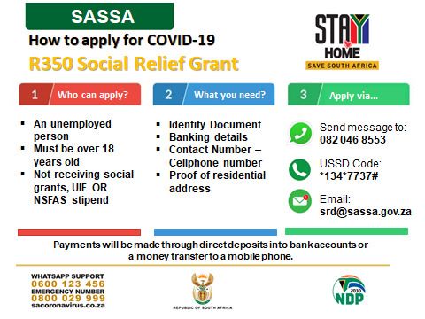update the Sassa R350 relief grant's banking details